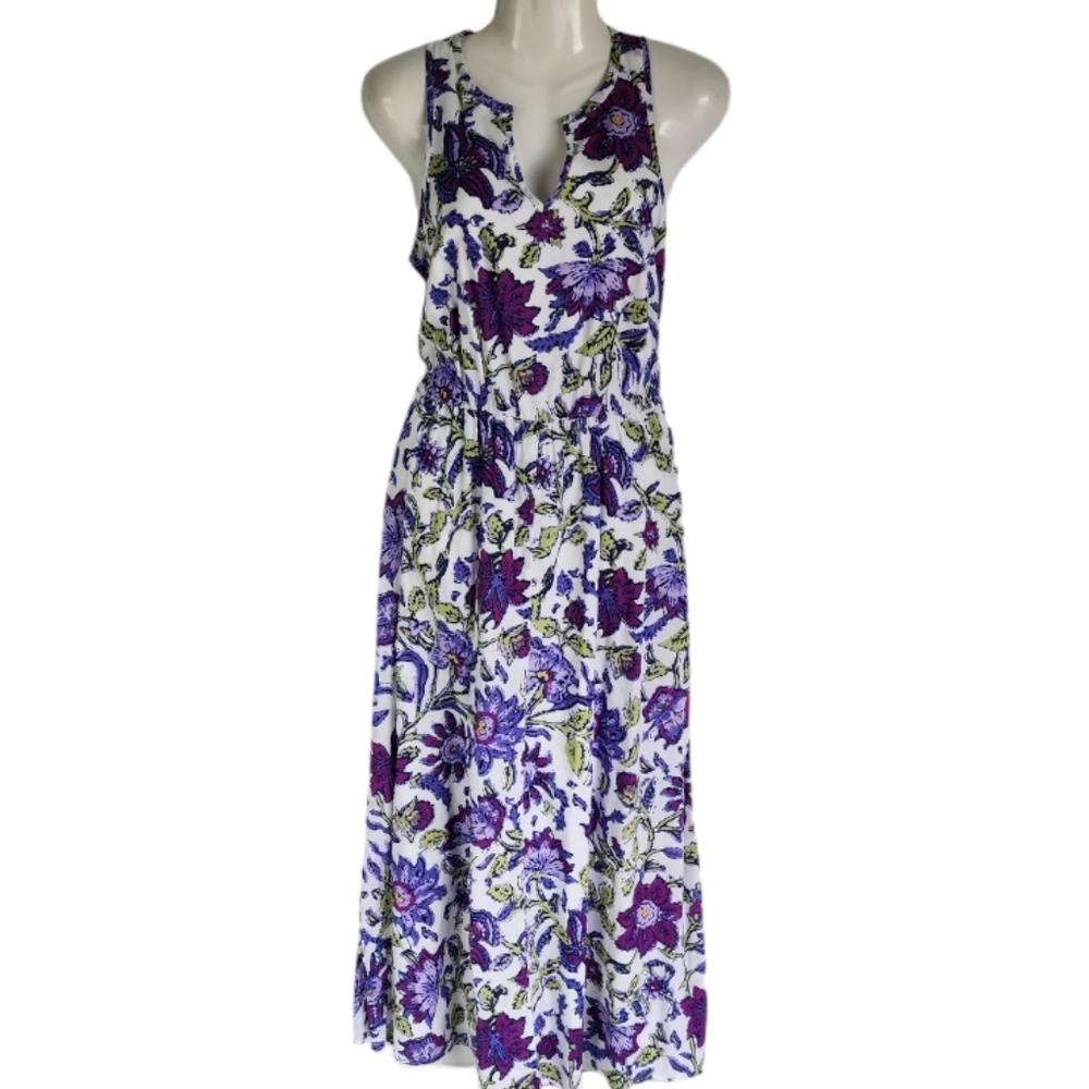 J Jill Lavender Floral Maxi Dress Size XS